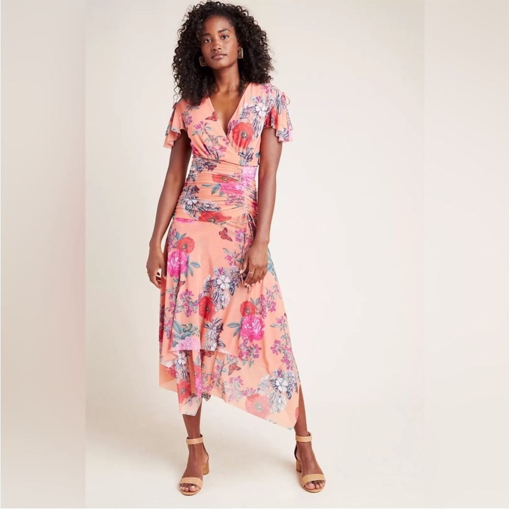 Anthropologie Maeve Simone Floral Dress Sz Petite Small